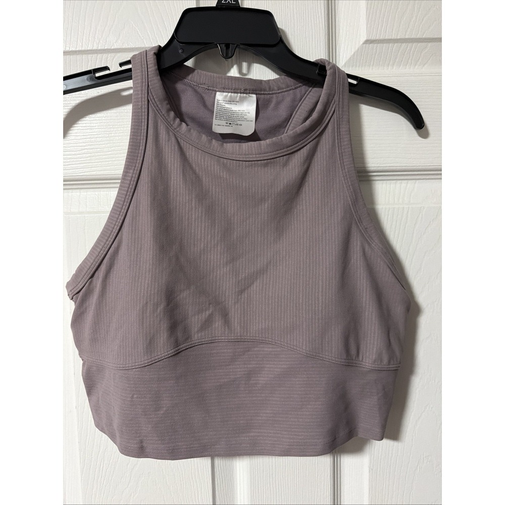 Lululemon Nulu High Neck Crop Top Size 10 Padded Lavender Color Athleisure Yoga